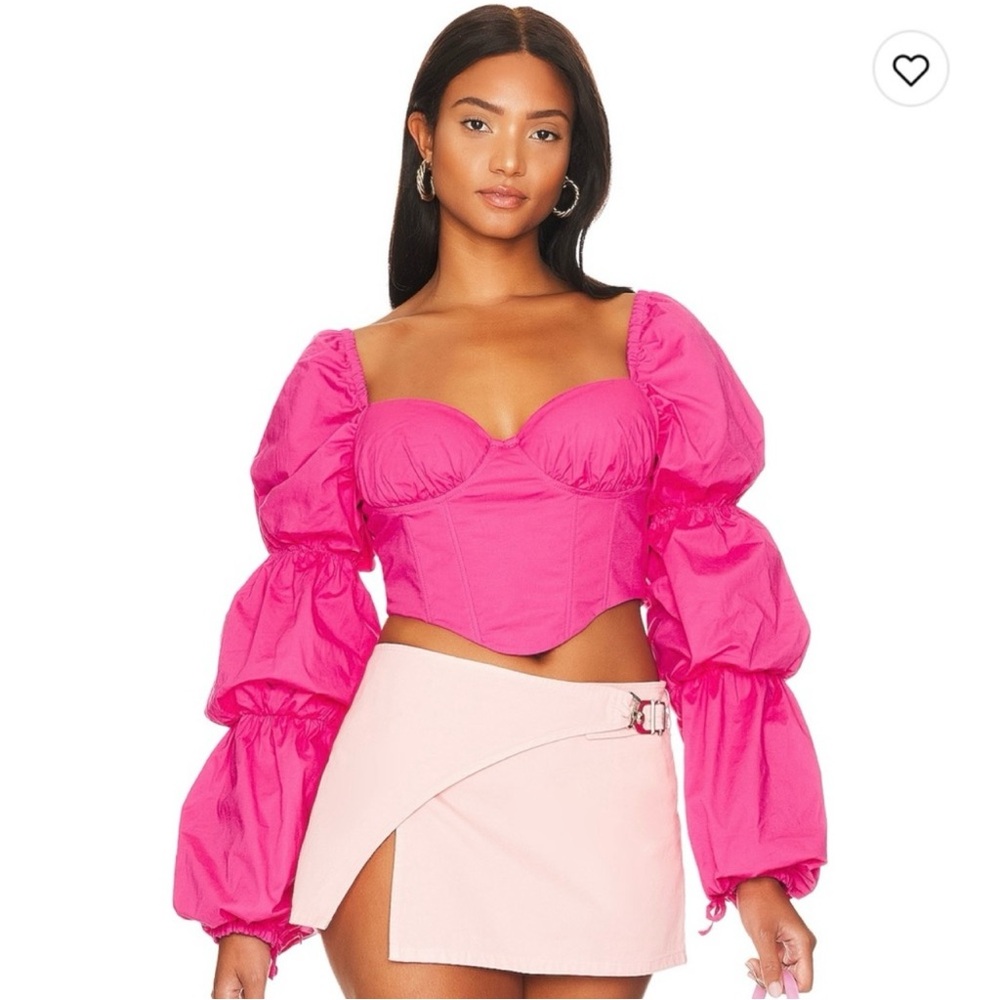Majorelle Corset Pink Puff Sleeve Top